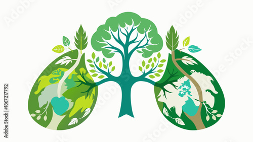 Healthy lungs surrounded by nature Vector