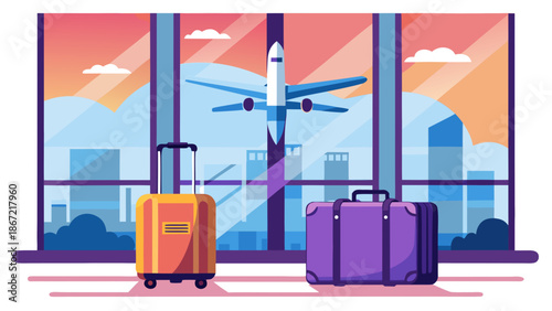 Waiting for departure at airport terminal Vector