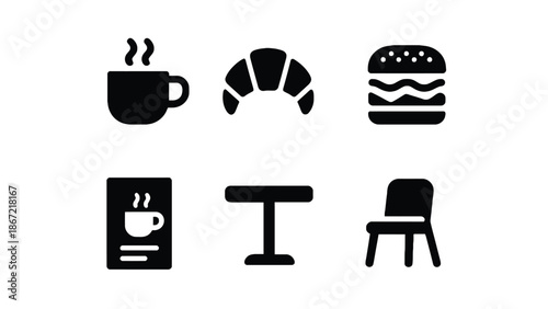 Modern cafe icons for food and drink service