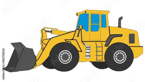 Yellow construction loader with large bucket
