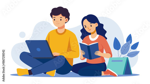 Students studying together Vector