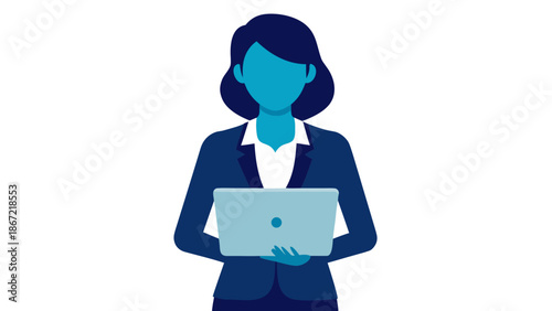 Professional woman holding laptop Vector