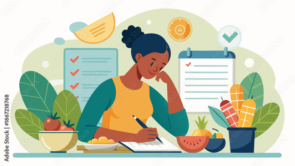 Fototapeta premium Planning a healthy meal Vector