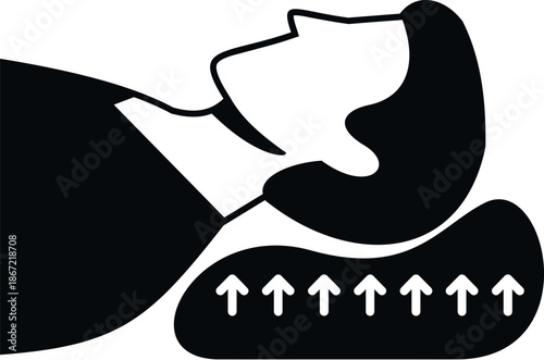 Person resting head on an ergonomic pillow supporting correct neck posture