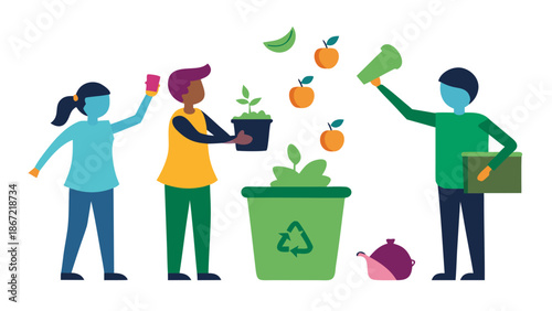 Community gardening and composting Vector