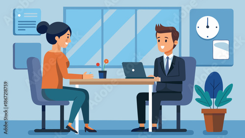 Business meeting in office setting Vector