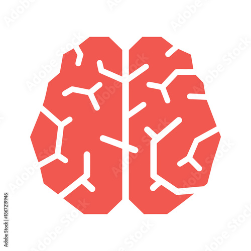 Stylized illustration of human brain with white lines