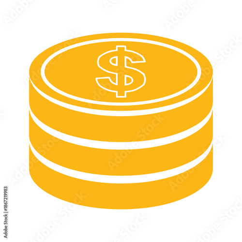 Stack of yellow coins with dollar sign