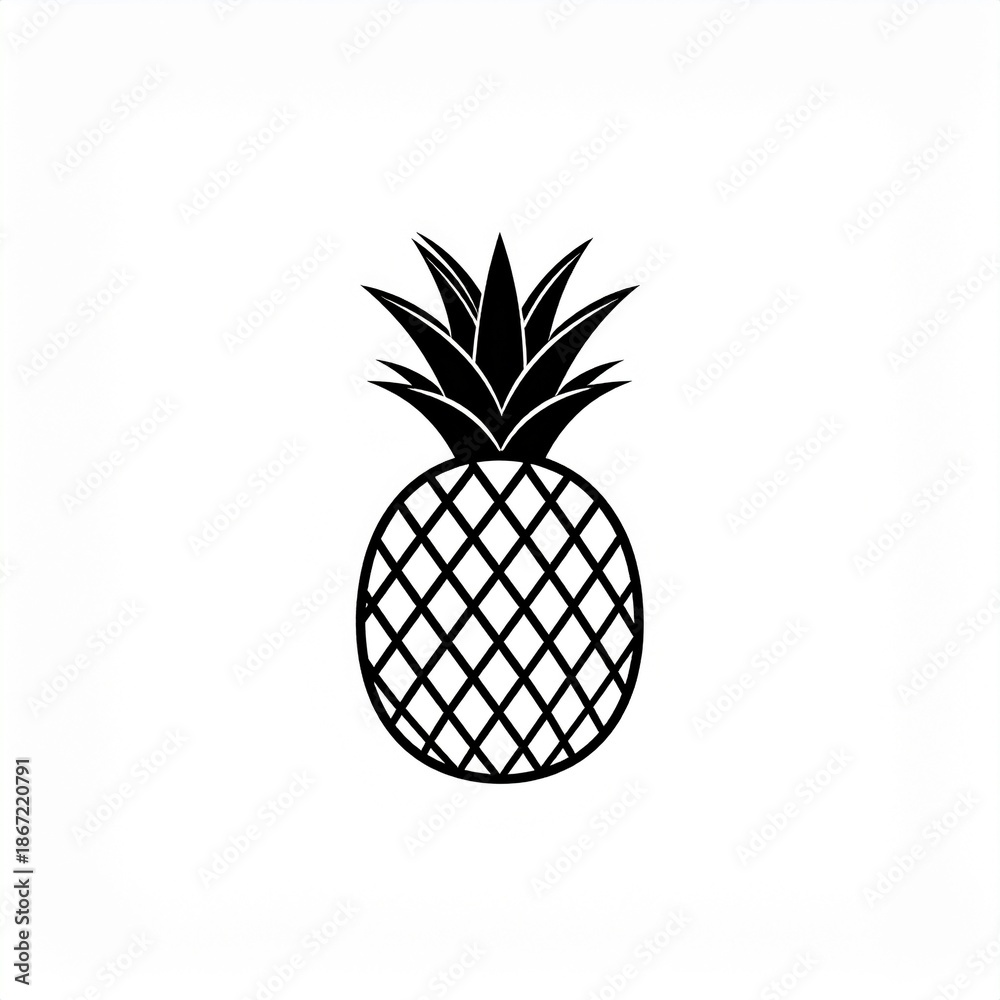 Fototapeta premium Minimalist Black and White Pineapple Icon for Branding and Design Projects