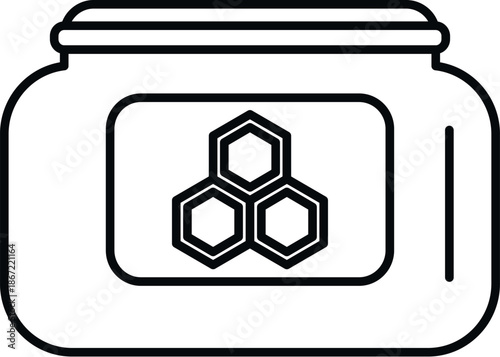 Honey jar displaying a honeycomb pattern, illustrating natural sweetness and food packaging