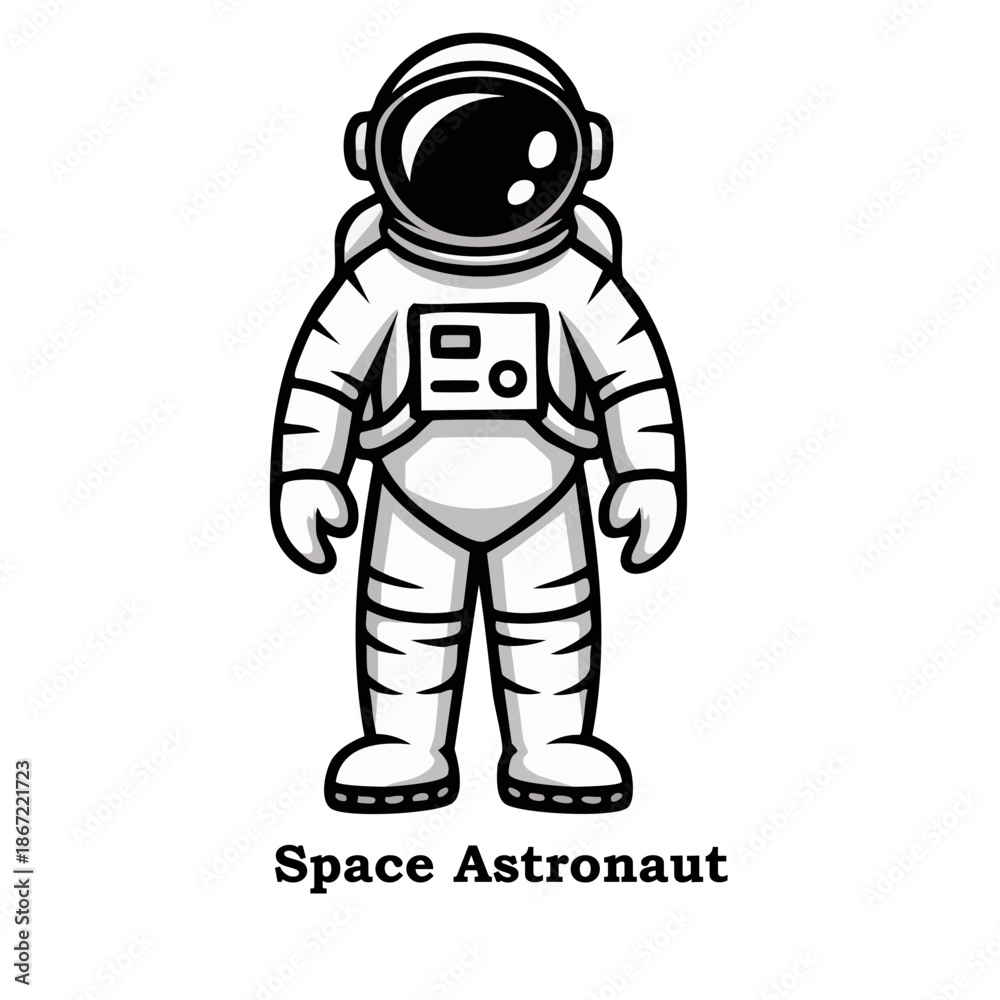 Obraz premium Cartoon Astronaut Character Illustration with Space Suit and Helmet