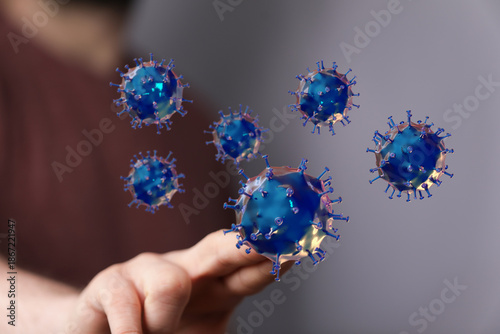 3D render of virus particle...