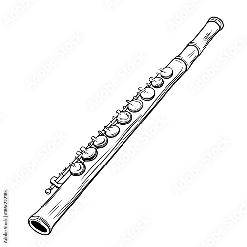 Elegant Stradivarius Flute: Classic Instrument Music | Clean, isolated vector art for creative projects.