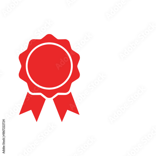 Red rosette ribbon icon on white background