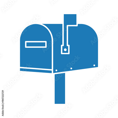 Simple blue mailbox icon on white background