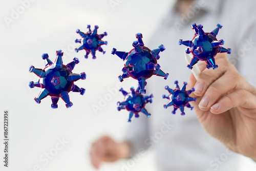 Illustration of viruses flo...