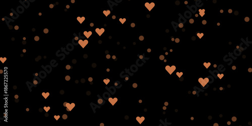 Glowing Golden Heart Particles on Dark Background Romantic Love Abstract Illustration with Sparkling Light Bokeh for Valentine Wedding and Celebration Design