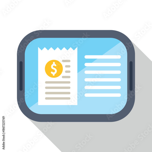Tablet displaying digital financial receipt or invoice for online payment transactions