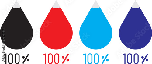 water drop level icon set. Humidity levels scale bar. Liquid level icons. Water level indicator from 10 to 100 percent. Humidity levels scale bar. Water volume. Climate control meter tool