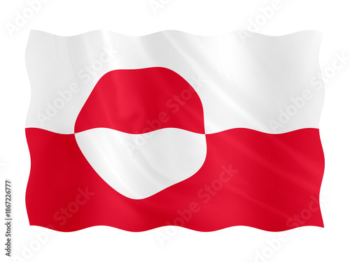 Digital composite. Flag of Greenland waving with a fabric overlay. Erfalasorput,  Kalaallit erfalasuat, Grønlands, flag, Grønland