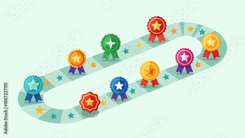 Colorful Cartoon Characters with Medals and Stars.