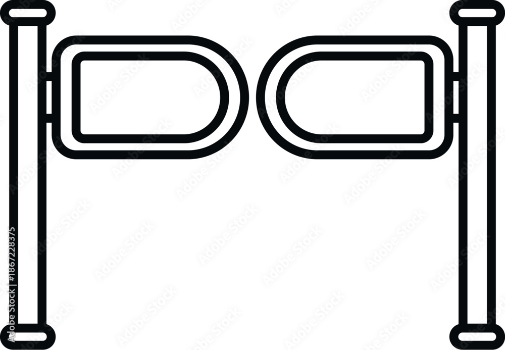 Obraz premium Security turnstile gate line icon on white background, black linear drawing