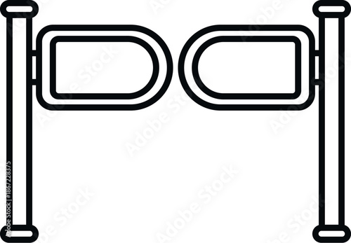 Security turnstile gate line icon on white background, black linear drawing