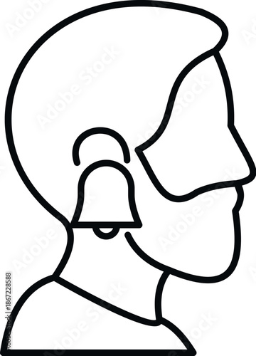 Man head profile experiencing a ringing sensation inside ear, representing tinnitus