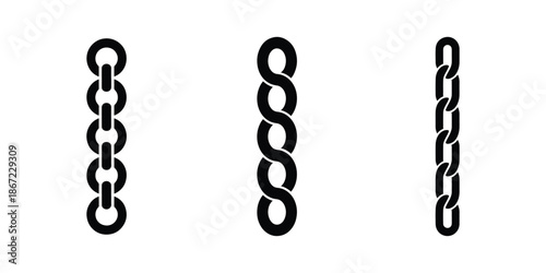 Vertical chain link icon set vector collection for security, Connection and industrial design