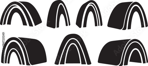 Black and White Rainbow Arches Icon Set