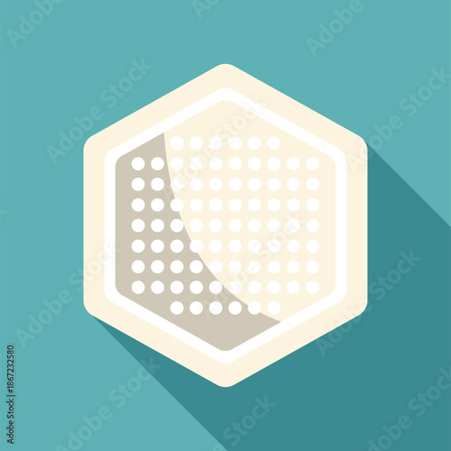 Hexagonal medical patch or bandage with porous surface in flat design style