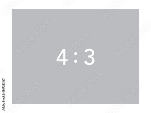 4:3の比率のグレーの四角形のベクター素材。SNSの画像投稿に適した比率のテンプレート。スライドやウェブサイトのサンプル画像