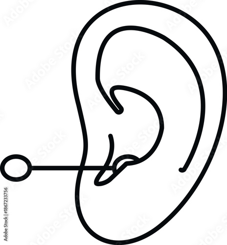 Human ear outline featuring a tragus piercing with a barbell jewelry piece
