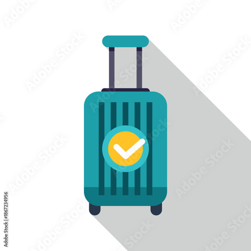 Luggage with a check mark icon signifying approval or acceptance for travel