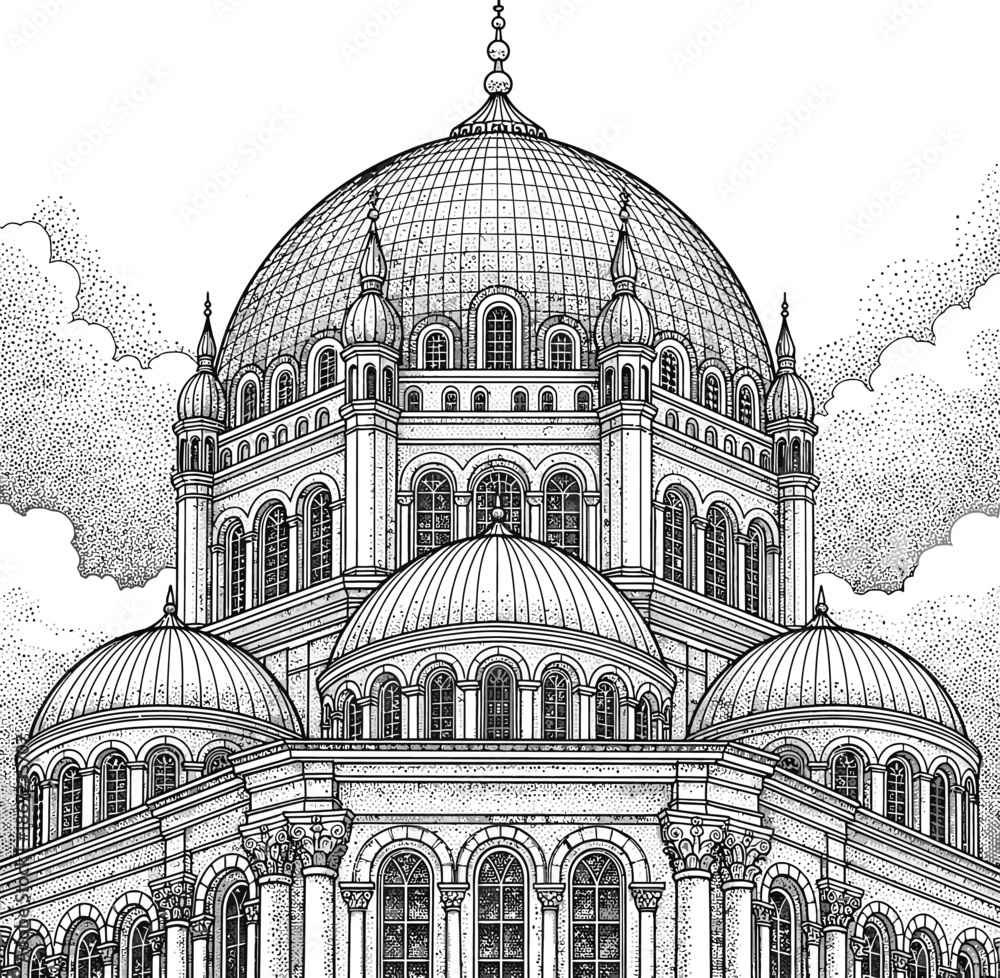 Fototapeta premium detailed illustration of a large domed building