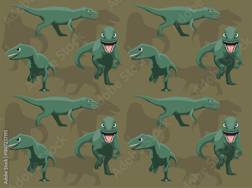 Dinosaur Allosaurus Cartoon Character Seamless Wallpaper Background