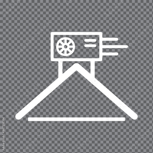 Vector Icon of a Rooftop Air Conditioner Unit on a Building Outline.