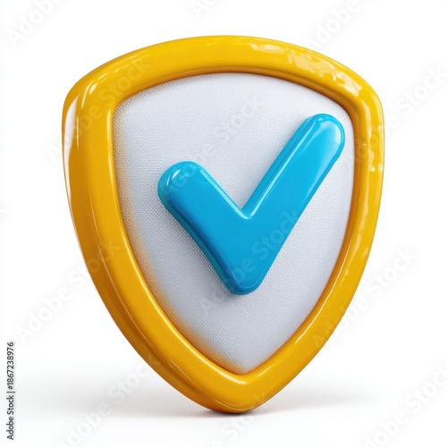 Shield icon with checkmark isolated on white background isolated on white background