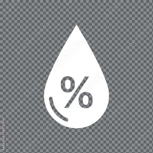 Simple Weather Icon for Measuring Humidity Level and Air Quality. Relative Humidity Vector Icon with Water Drop and Percentage Symbol.