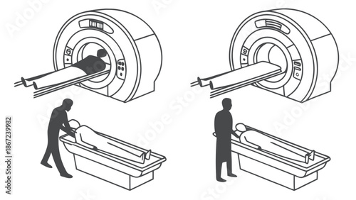 Medical Illustration of CT Scan Procedure and Patient Positioning