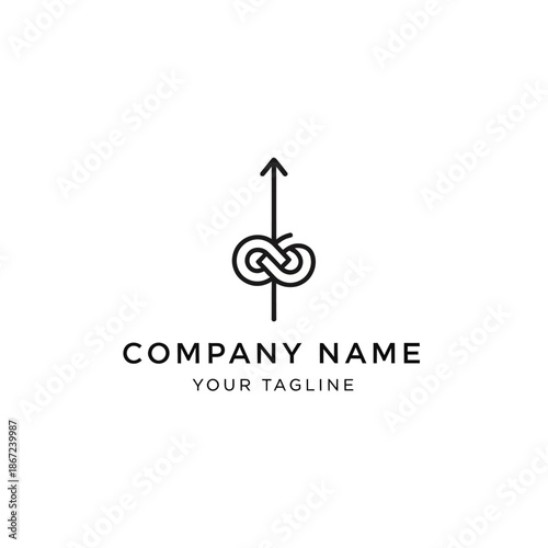 Minimalist Logo Design Featuring an Arrow Piercing Through an Infinity Symbol.