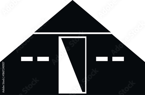 Tent icon portraying temporary shelter for camping or humanitarian relief