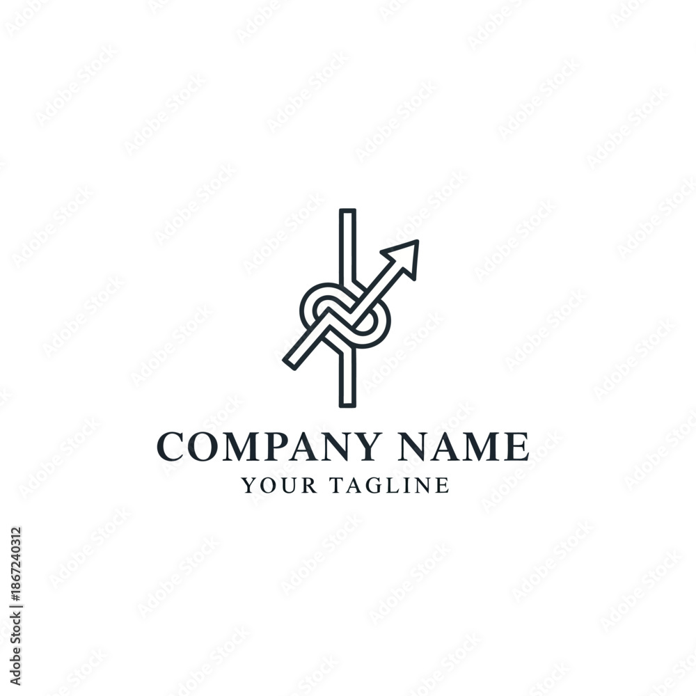 Obraz premium Abstract Line Art Logo with Arrow and Knot Design.