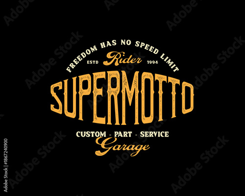 Supermotto Custom Part Service Garage Logo Design.