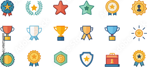 Solid Vector Reward Icons Pack for UI Web