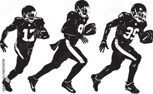 American Football Player Running Silhouette Set

Football Athlete Sprinting Action Poses

Gridiron Football Runner Motion Illustration