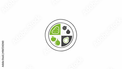 Balanced Diet Food Plate Icon.