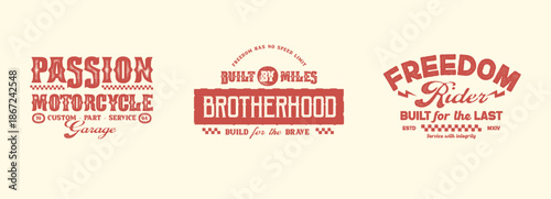 Set of vintage motorcycle club emblems with distressed textures