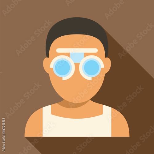 Patient undergoing an optometrist vision examination using a phoropter device