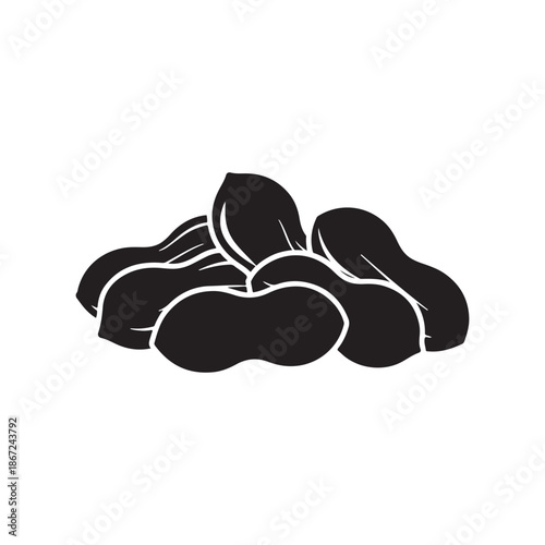 Peanuts icon silhouette vector flat illustration design on white background
